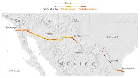 Map: How much of the U.S.-Mexico southern barrier has already been ...