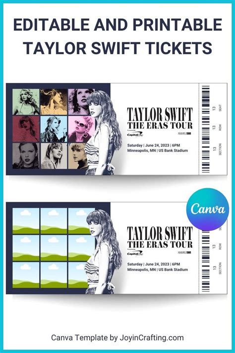 Printable Taylor Swift The Eras Tour Tickets Taylor Swift Birthday ...