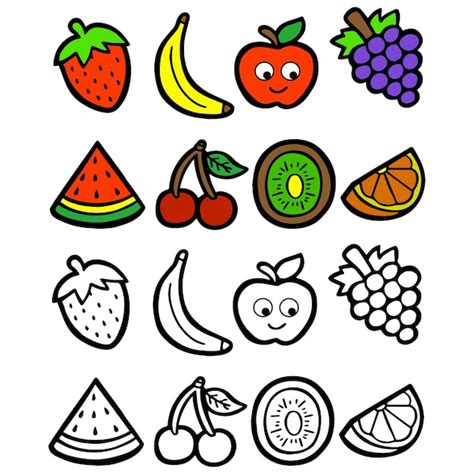 Premium Vector | Simple Fruit line icon, doodle fresh fruits vector ...