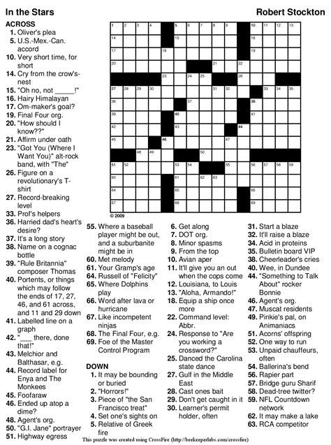 Free Printable Crossword Puzzles Medium Difficulty - Printable ...