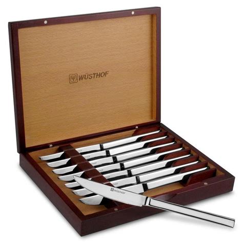 Wusthof 8pc Stainless Steel Steak Knife Set with Wooden Storage Case | eBay