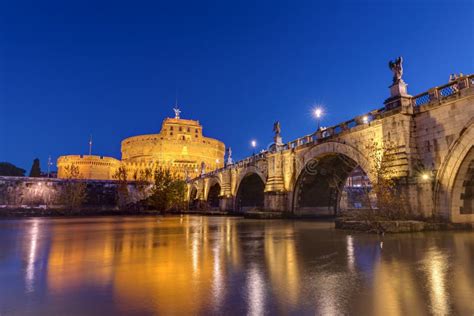 The Castel Sant Angelo and the Sant Angelo Bridge Stock Image - Image ...