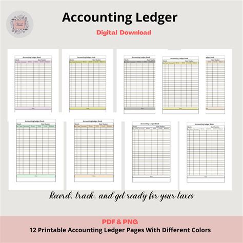 Printable Accounting Ledger Book, Account Tracker and Ledger Sheets for ...