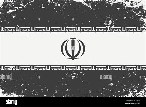 Grunge styled black and white flag Iran. Old vintage background Stock ...