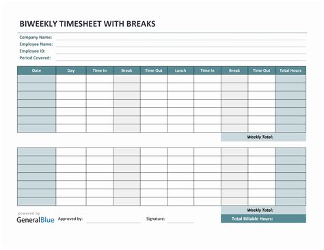 Bi Weekly Employee Timesheet And Customize And A Biweekly Timesheet ...