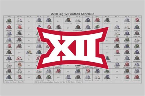 2020 Big 12 Football Helmet Schedule