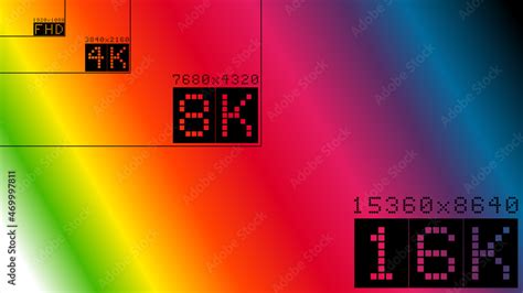 New TV color checking image. Ultra high 16k resolution infographics ...