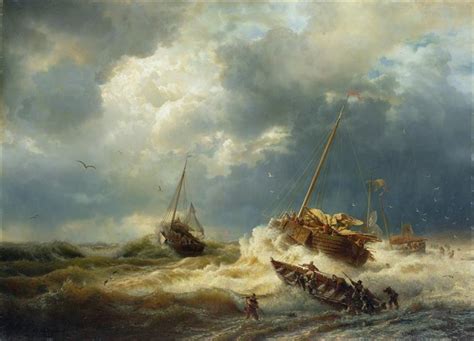 Ships In A Storm On The Dutch Coast, 1854 - Andreas Achenbach - WikiArt.org