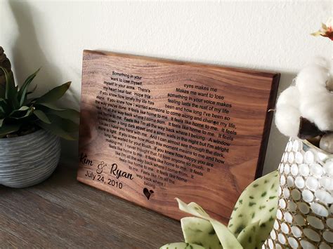 Wedding Song Lyrics Engraved Wooden Anniversary Gift First - Etsy