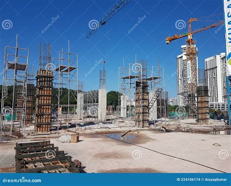 Structural Works are Underway at the Construction Site. Editorial Stock ...