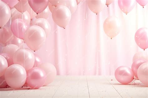 Premium AI Image | a birthday concept light pink balloon full ...