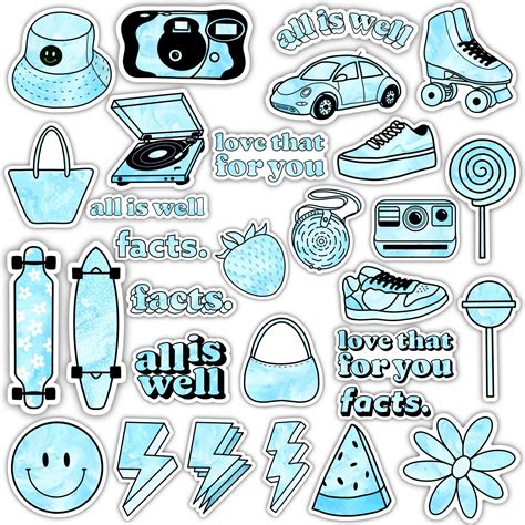 Blue Aesthetic Sticker 30 Pack. Great To Decorate Water Bottles ...