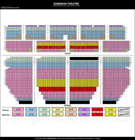 Dominion Theatre London seat map and prices for Grease