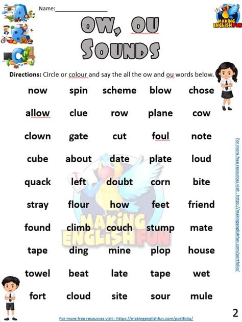 Diphthong Vowel worksheets (5) - Making English Fun