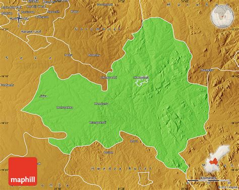 Political Map of Marondera, physical outside