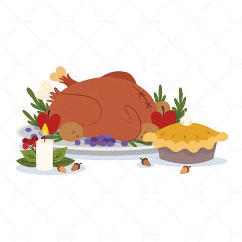 Thanksgiving turkey dinner vector illustration