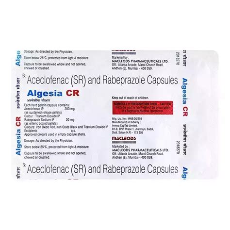 Algesia CR Capsule: Uses, Price, Dosage, Side Effects, Substitute, Buy ...