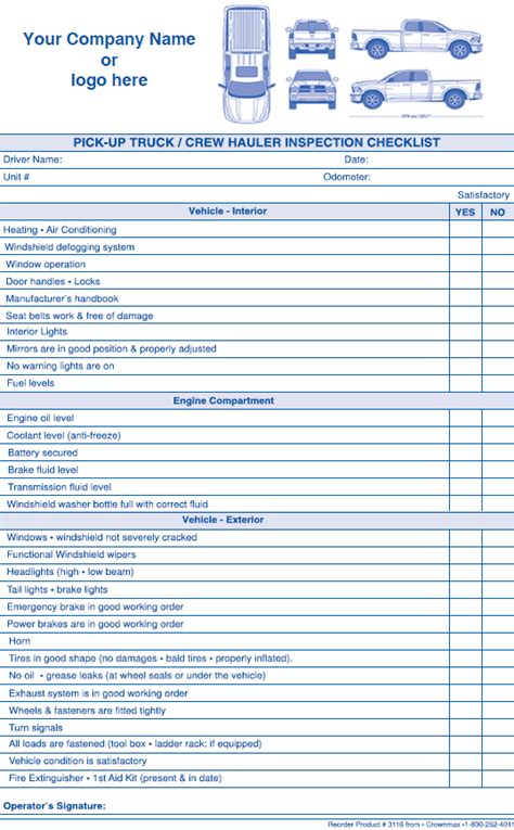 Truck Inspection Form Template Best Of 7 Best Of Printable Vehicle ...