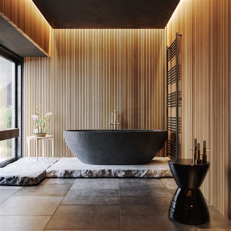 Wood and black bathroom Wood and black bathroom on Behance #BATHROOM # ...