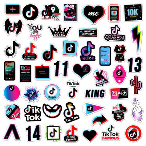 Tik Tok blandede Stickers 50stk - stickerhouse.dk