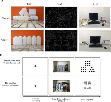 (A) Illustration of the stimuli used in the three experiments and (B ...