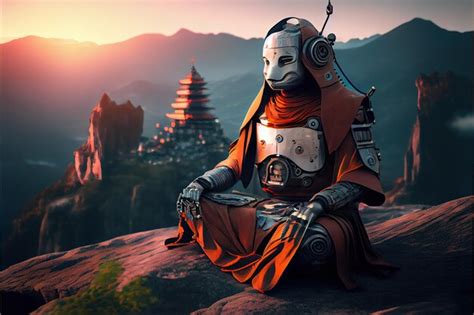 Premium Photo | Generative ai illustration of an advanced monk robot ...