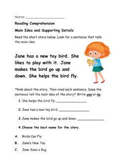 Main Idea Language: English Grade/level: Grade: 1 School subject ...