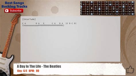 🎸 A Day In Life - The Beatles Guitar Backing Track with chords and ...