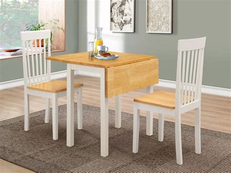 2 Seater Dining Set Extendable Rectangular Table White Wood Kitchen ...