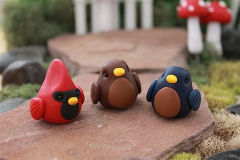 Polymer Clay Bird Miniature Bird Mini Clay Bird by GnomeWoods