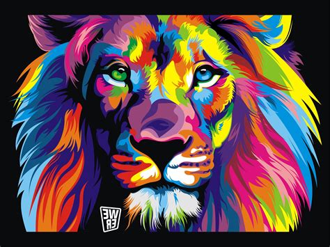 colorful, Black Background, Animals, Artwork, Digital Art, Lion ...