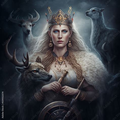 Norse mythology goddess Frigg. Created with Generative AI technology ...