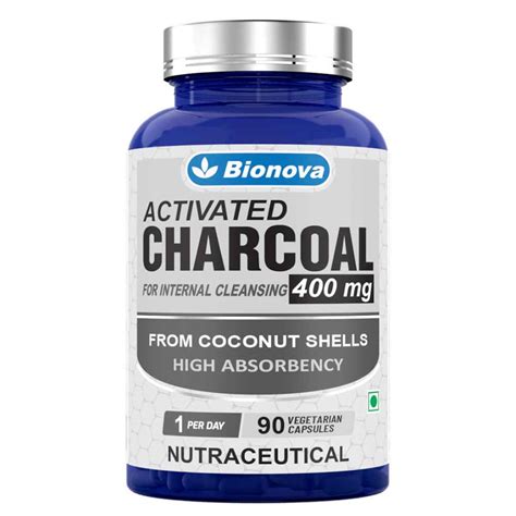 Activated Charcoal Capsules for detox made from coconut shells, mild on ...