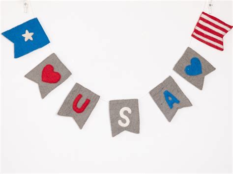 Handmade Felt USA Banner 12x9cm For July 4th Celebration