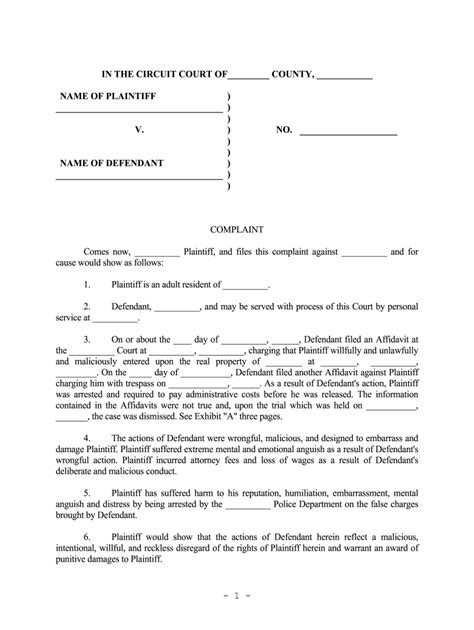 Civil Complaint Template - Fill Online, Printable, Fillable, Blank ...