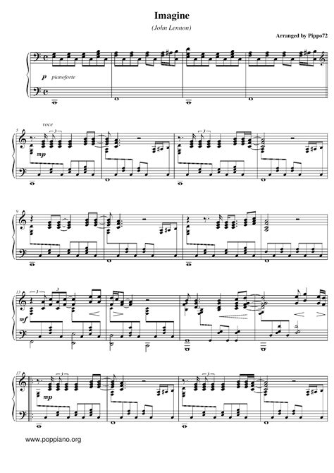 John Lennon Imagine Sheet Music Notes, Chords Download Printable Piano ...