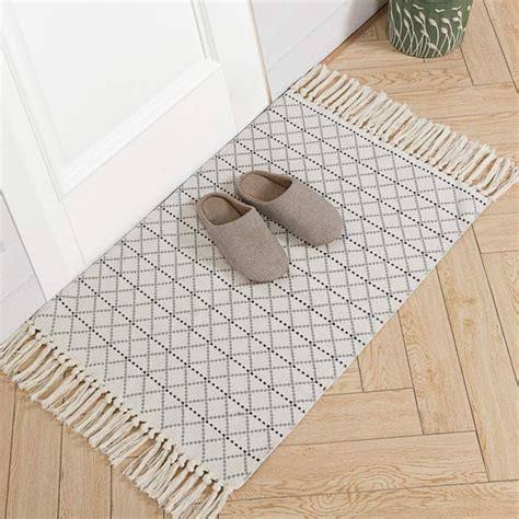 hi-home Area Rug for Living Room, Cotton Small Rugs with Tassels for ...