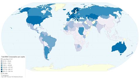 Map of Milk Consumption & Lactose Intolerance Around the World