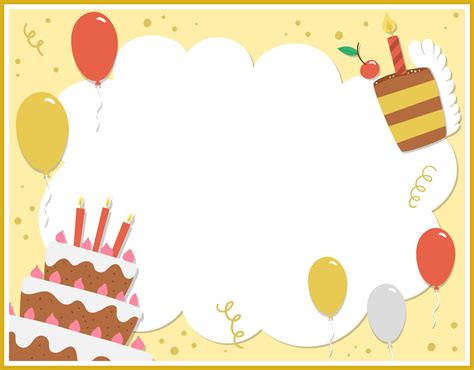 Birthday party greeting card template with cute cake and candles ...