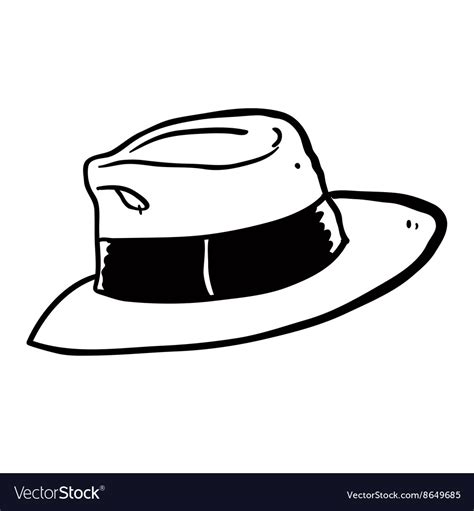 Black and white freehand drawn cartoon hat Vector Image