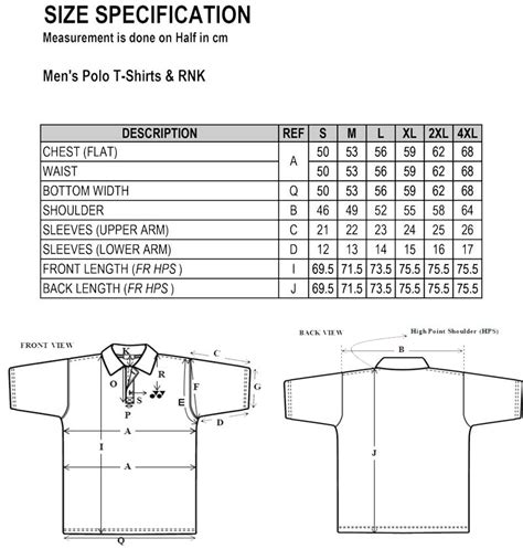 Mens Polo T Shirt Size Chart Singapore National Paralympic Council ...