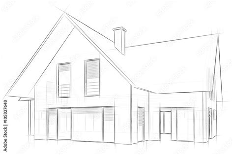 architecture sketch drawing house Stock Illustration | Adobe Stock