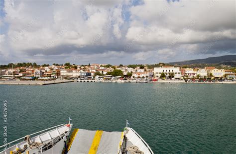 Harbor of Lixouri city at Kefalonia island in Greece Stock Photo ...