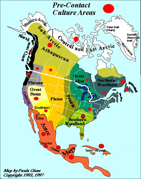 NORTH AMERICAN PRE-CONTACT NATIVE Culture Areas GIS map | Native ...