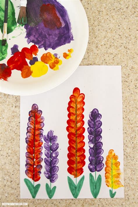 Spring Art for Kids - Fingerprinted Snapdragon Flowers