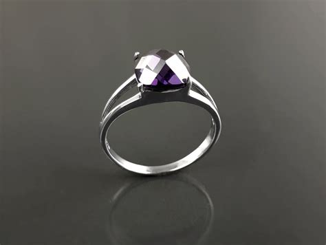 Purple Stone Ring, Sterling Silver, Purple Color Stone (CZ), Modern ...