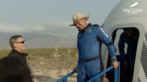 Jeff Bezos lands safely after successful space flight in Blue Origin