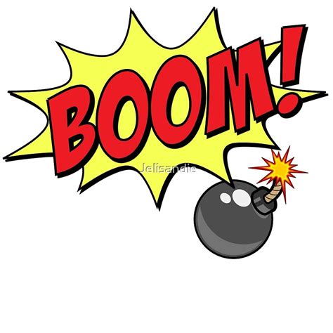 "Boom - funny cartoon bomb explosion in bubble" by Jelisandie | Redbubble