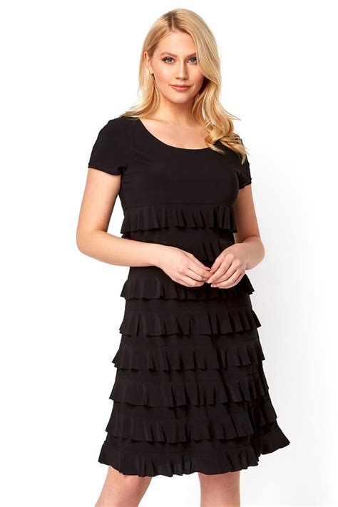 Frill Tiered Dress in Black - Roman Originals UK