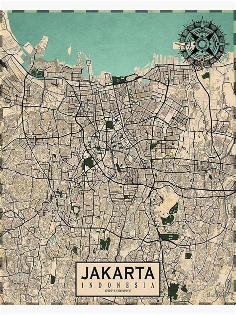 "Jakarta City Map of Indonesia - Vintage" Poster for Sale by deMAP ...